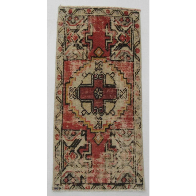 Vintage Distressed Mini Turkish Rug For Sale - Image 4 of 4