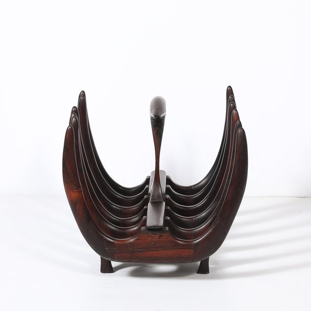 Mid-Century Modernist Sculptural Osseous Form Magazine Stand in Rosewood For Sale - Image 12 of 18