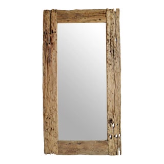 Rustic Vintage Railroad Wood Mirror For Sale