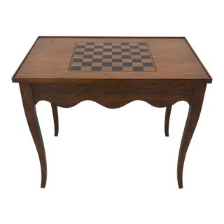 Vintage French Style Checkerboard Backgammon Burl Wood Game Table For Sale