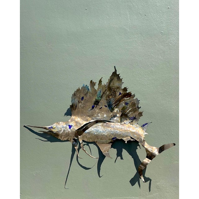 Vintage Metal Sailfish Wall Sculpture For Sale - Image 10 of 18