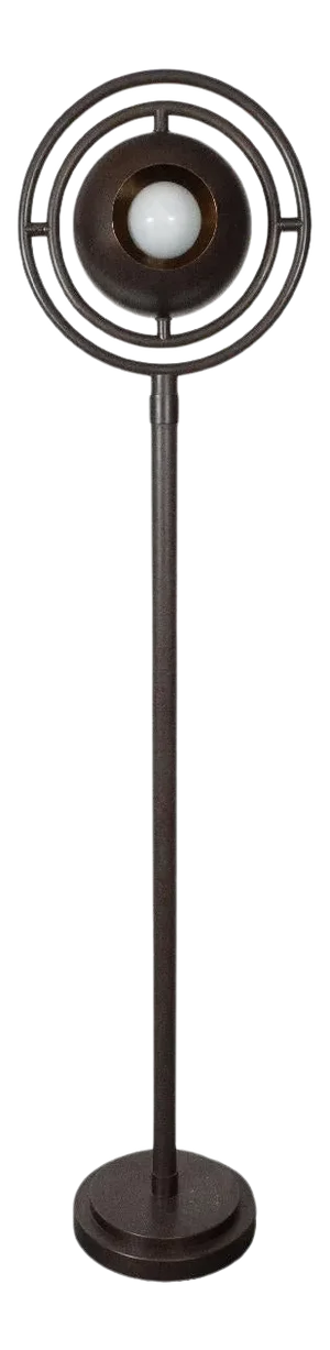Vintage 1980s Patinated Brass Space Age Orbital Floor Lamp
