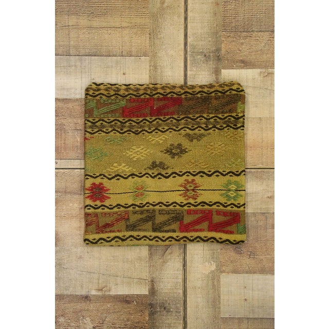 Yellow Vintage Turkish Kilim Rug Tribal Pillow Cover - 01'05 X 01'06. For Sale - Image 8 of 8