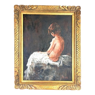 Mid 20th Century Female Nude Oil on Canvas Painting For Sale