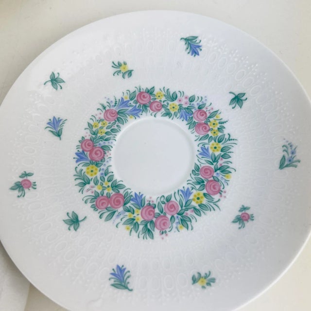 Vintage Studio Linie Romance Garland Floral Porcelain Cup and Saucer Set by Bjorn Wiinblad for Rosenthal, Set of 2 For Sale - Image 9 of 11