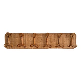 Italian Riviera Coat Hanger Rack in Bamboo and Rattan from Vivai Del Sud, 1970s For Sale