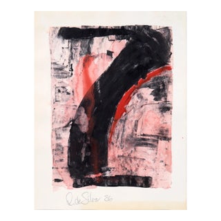 Abstract Expressionist Composition in Acrylic and Pastel on Paper by Ricardo De Silva For Sale