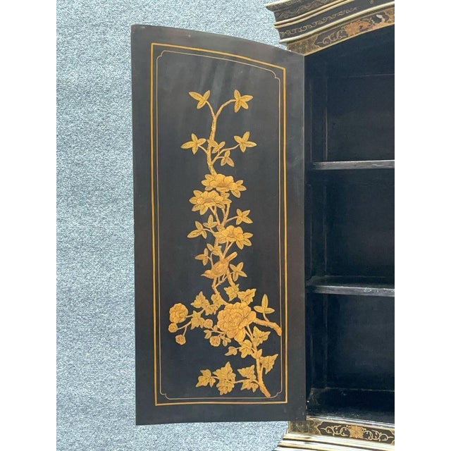 Black Lacquer Chinoiserie Cabinet For Sale - Image 9 of 17