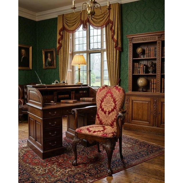 Early 19th Century Mahogany Armchair With Cabriole Ball-and-Claw Feet Eagle Head Terminals For Sale - Image 4 of 7