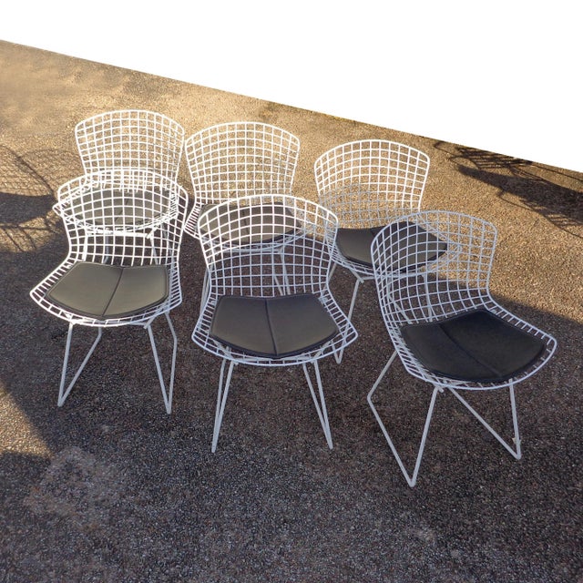 Set of 6 Knoll Bertoia side chairs Harry Bertoia's 1950 experiment with bending metal rods into practical art produced a...