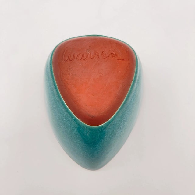 Vintage West Coast Pottery Bowl Traditional Turkish Turquoise Matte Glaze For Sale - Image 10 of 12