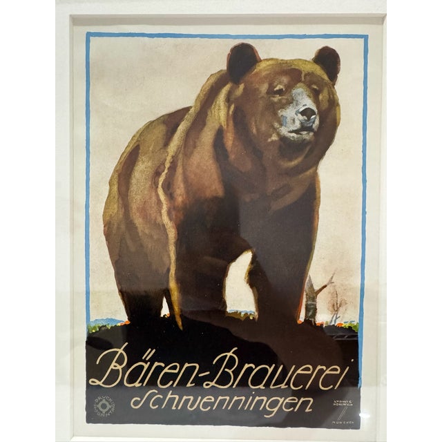 American Late 20th Century Ludwig Hohlwein Bären-Brauerei Schwenningen Bear Beer Print Framed For Sale - Image 3 of 7