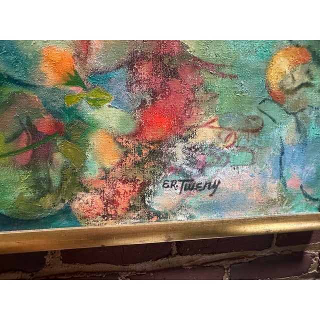 Blue "The Couple" by Elliott Twery Original Large Oil on Canvas Painting For Sale - Image 8 of 8