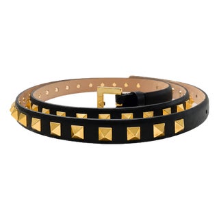 Valentino Rockstud Calfskin Belt, Original Out of Production, Gold-Tone Studs & Buckle, Made in Italy, Brand New in Box For Sale