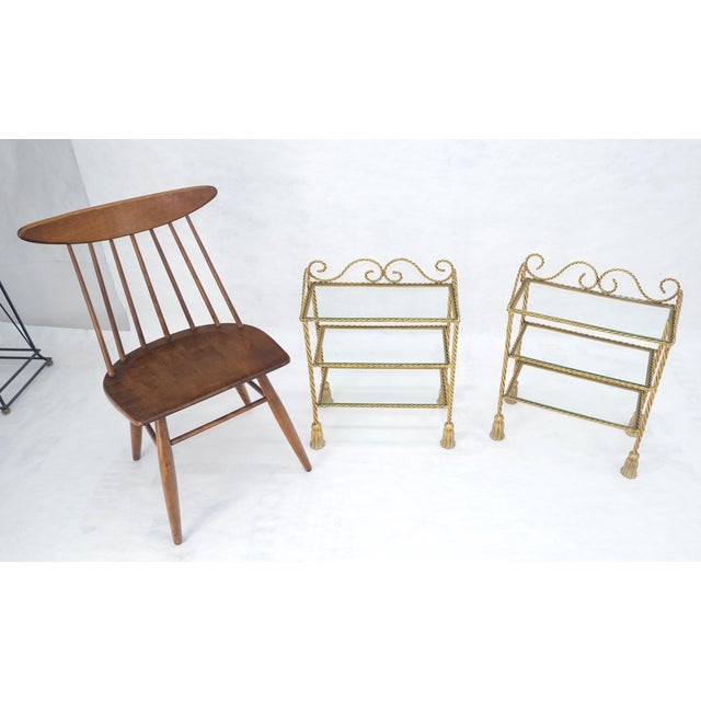 Pair of Italian 3 TierGold Gilt "Twisted Rope" Iron Side End Tables Stands MINT For Sale - Image 15 of 15