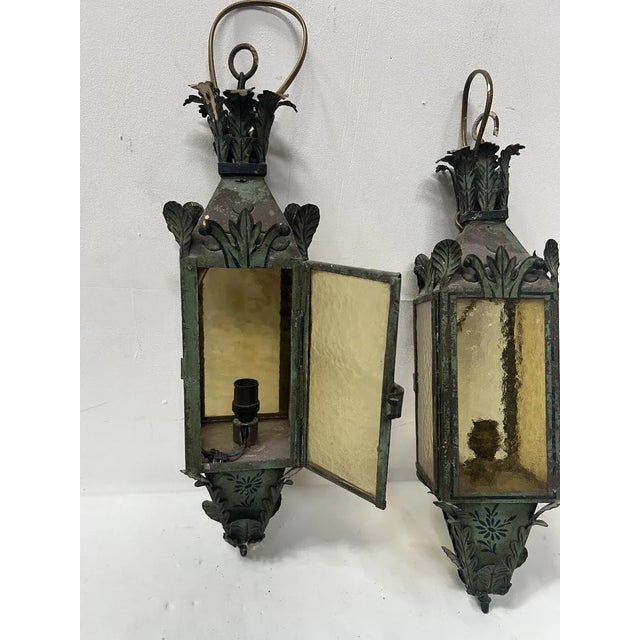 Lacquered Sheet Metal Lanterns, 20th Century, Set of 2 For Sale - Image 14 of 16