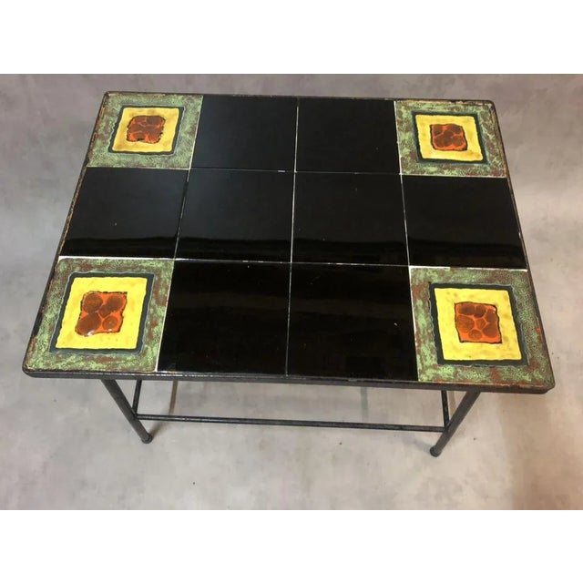 Ceramic and Iron Coffee Table, 1950s For Sale - Image 4 of 8