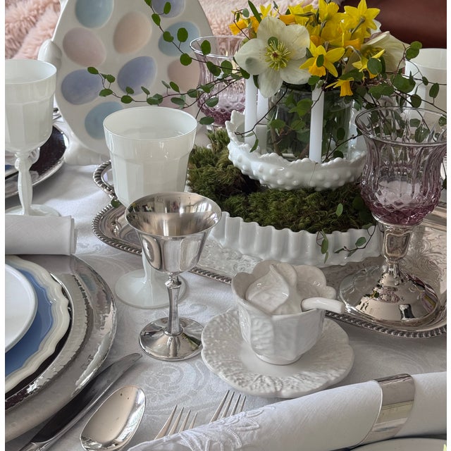 Fenton Art Glass Company Mid-Century Fenton Glass Hobnail Ruffled Edge Low Compote Cache Pot For Sale - Image 4 of 12