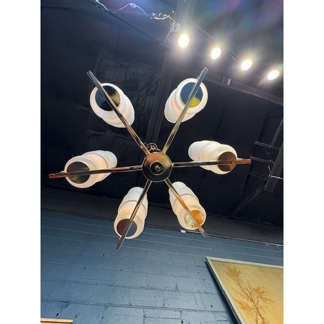 Modern Murano Glass and Brass Chandelier For Sale - Image 4 of 6