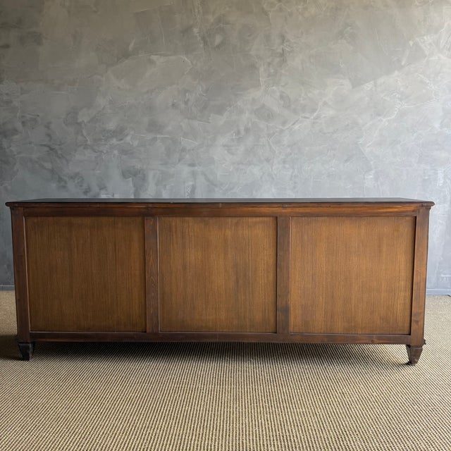 Wood Vintage Style Black Painted Solid Wood 3 Door Cabinet With Working Locking Keys For Sale - Image 7 of 7