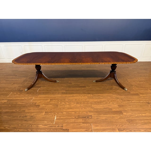 Traditional Mahogany Scallop Cornered Dining Table by Leighton Hall - Showroom Sample For Sale - Image 13 of 13