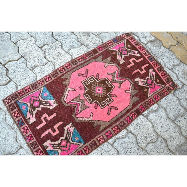 Tribal Vintage Hand Knotted Oushak Wool Rug For Sale - Image 3 of 6
