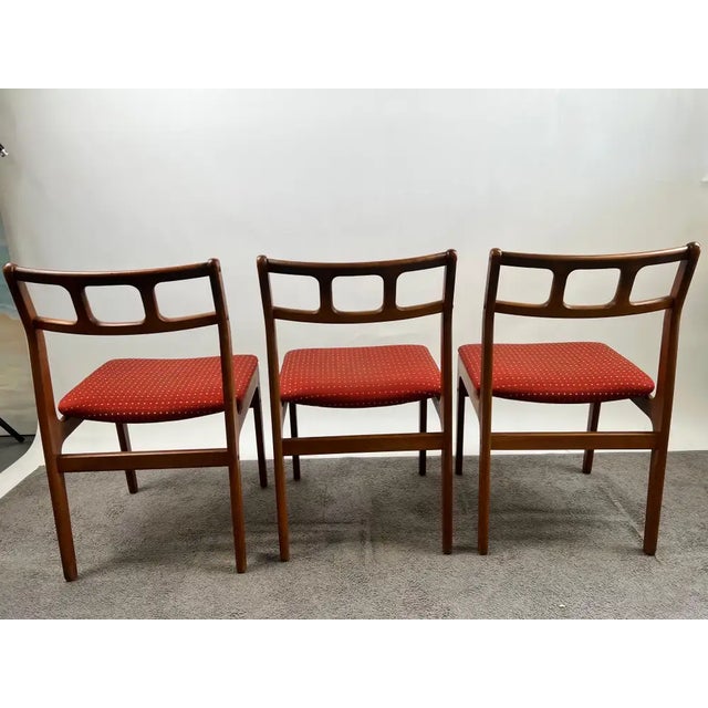 Danish Mid-Century Modern Teak Dining Chairs W Rust Red Dotted Upholstery, Set 6 For Sale - Image 10 of 13