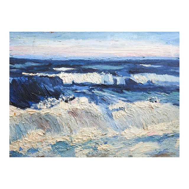 Mid 20th Century Crashing Waves Seascape Painting For Sale