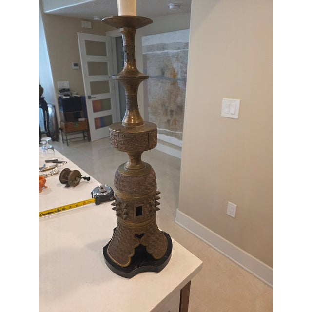 James Mont 1950s Bronze Asian James Mont Style Lamps For Sale - Image 4 of 6