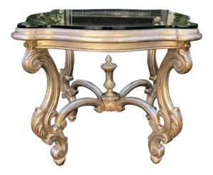 Antique Venetian Style Silver Giltwood Designer Center or Side Table - Valencia Spain