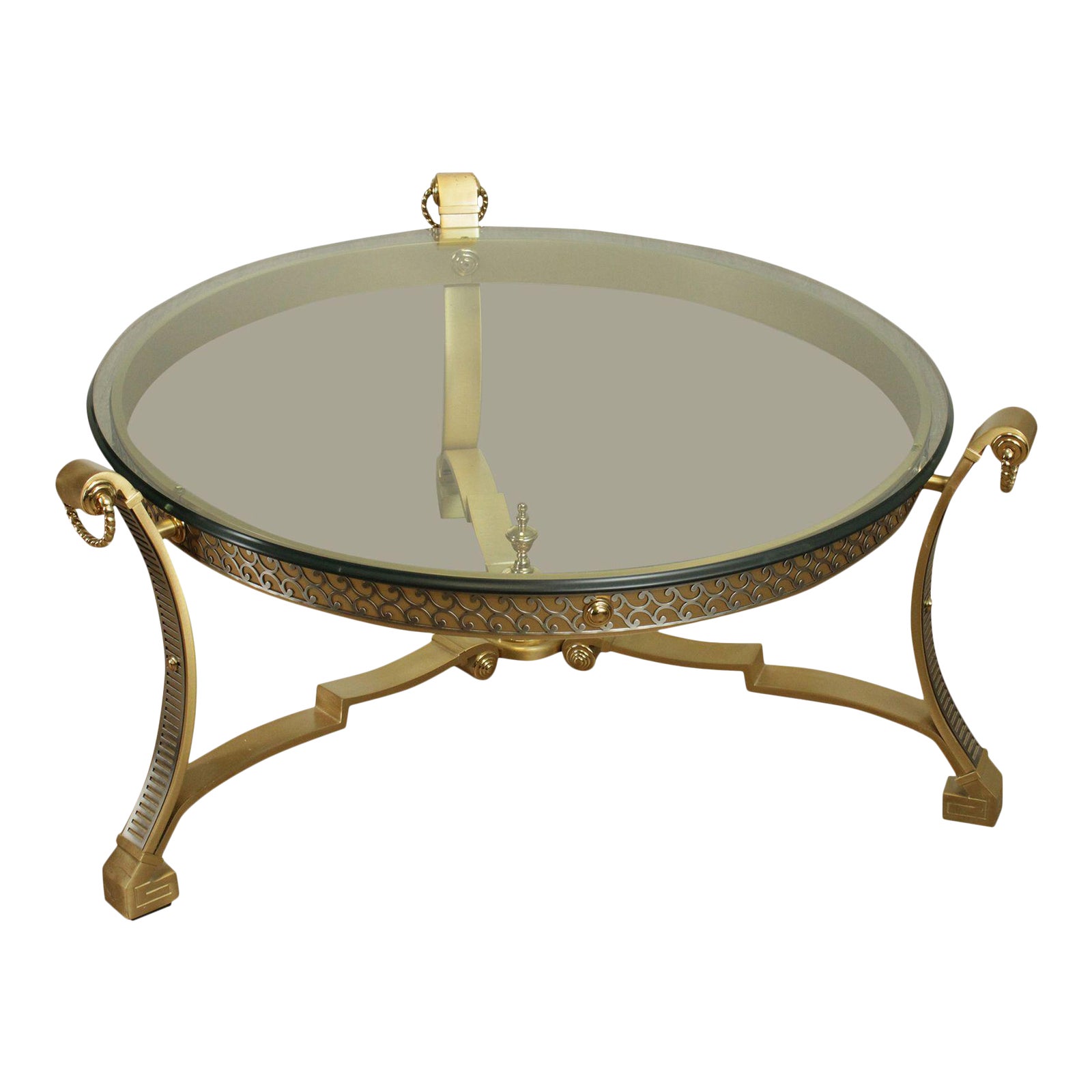 Brass Glass Coffee Table Round Charles Hollis Jones Mid Century Modern Brass Lucite Round