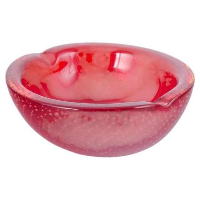 1960s Vintage Decorative Bowl with Organic Form in Red Sommerso Glass, 1960s For Sale - Image 5 of 5