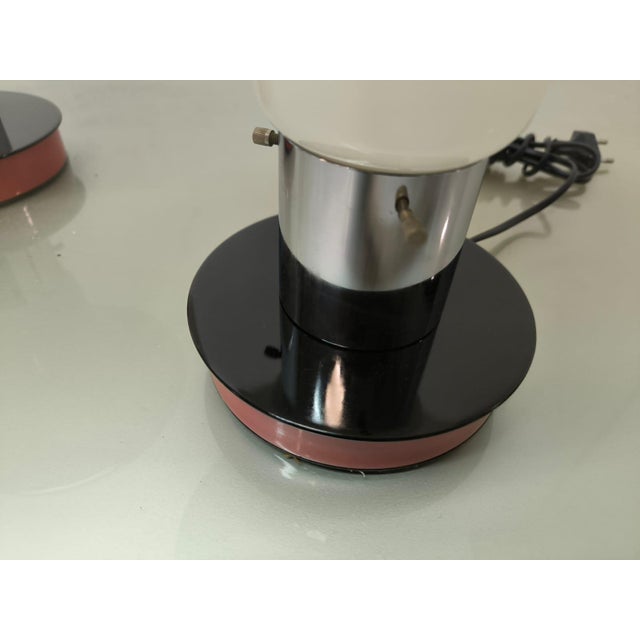 Metal Space Age White Glass Table Lamp, 1970s For Sale - Image 7 of 12