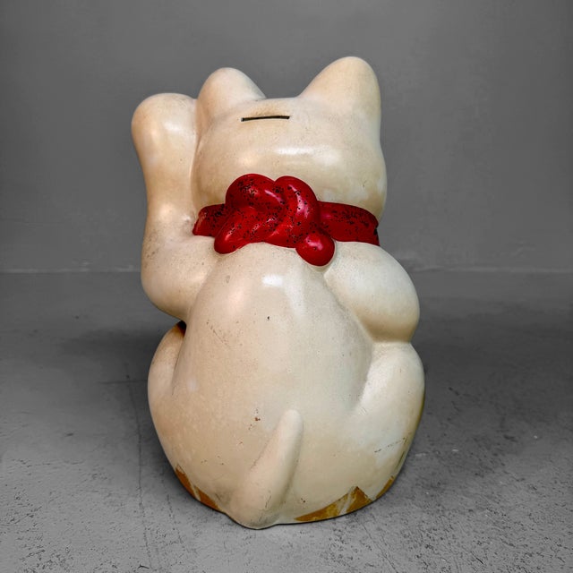 Japanese Maneki-Neko Lucky Cat with Koban, 1950s For Sale - Image 6 of 11