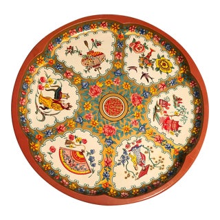 Vintage Daher Ware Japanese Motif Tin Serving Tray For Sale