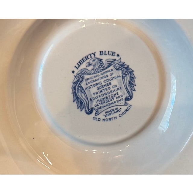 1970s Liberty Blue “Old North Church” Serving Bowls | English Ironstone Americana Collection - Set of 3 For Sale - Image 9 of 9