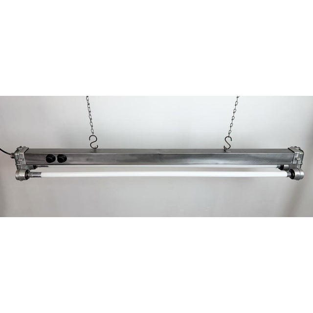 Silver Industrial Polished Hanging Tube Light, 1970s For Sale - Image 8 of 18