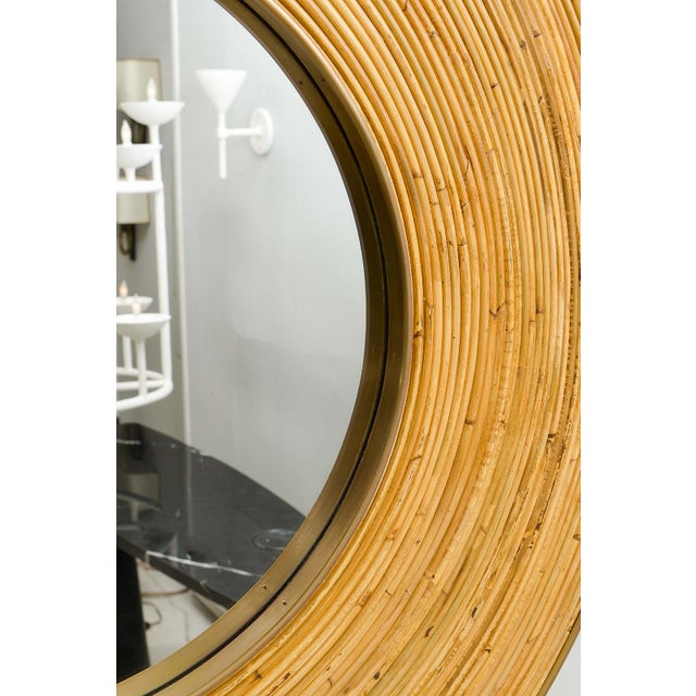 Beige Contemporary Italian Circular Rattan Mirror For Sale - Image 8 of 9
