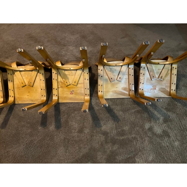 12 Rare Vintage Thonet Beech Bentwood "Saddle Seat" Dining Chairs 1940's For Sale In Chicago - Image 6 of 10