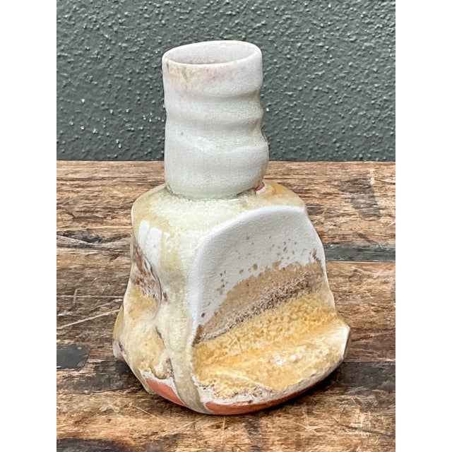 Cream Vintage Abstract Ceramic Vase For Sale - Image 8 of 12