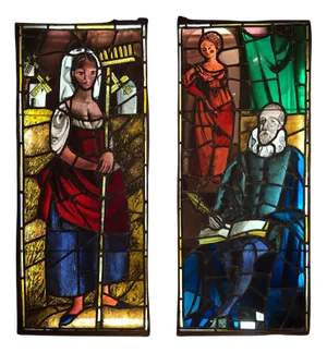 Stained Glass Panels with Don Quixote Motifs, 1860s, Set of 2