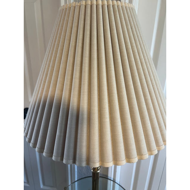 1970s Mid-Century Modern Rembrandt Brass Bouillotte Floor Lamp With Glass Table For Sale - Image 13 of 15