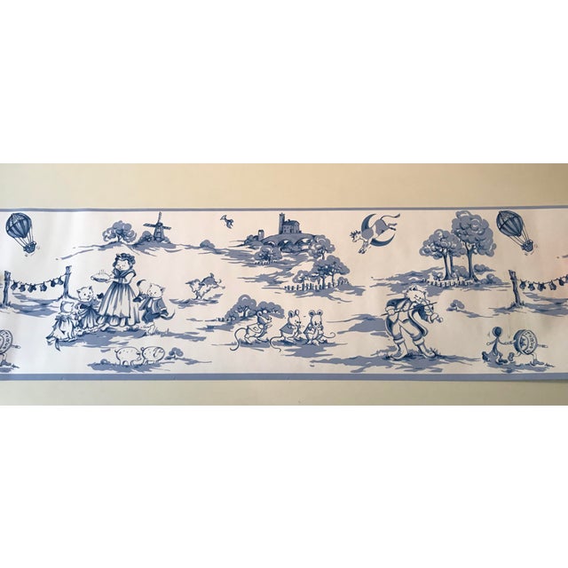 Blue And White Toile Nursery Rhyme Wallpaper Border 1 Roll Chairish Enjoy free shipping on most stuff, even big stuff. blue and white toile nursery rhyme wallpaper border 1 roll