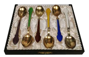 Mocca Spoons in Gold-Plated 925 Sterling Silver from Danish Meka, 1950s, Set of 6