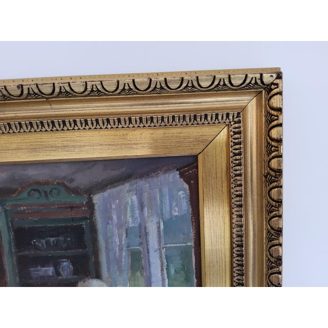 Original Mid Century Norwegian Interior Oil Painting by Karl Vilhelm Anstensen 1978 For Sale - Image 10 of 18