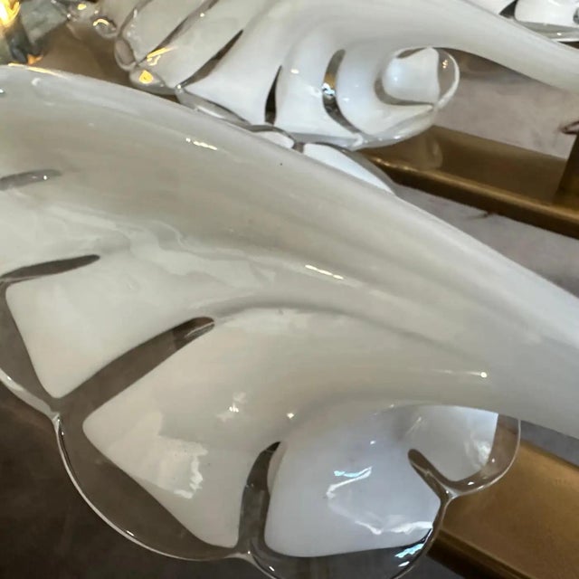 Metal A 1970s Mid-Century Modern White Murano Glass Leaf Wall Sconce by Franco Luce For Sale - Image 7 of 12
