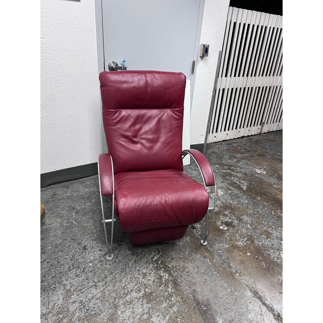 Burgundy Percival Lafer for Lafer Furniture Billie Leather Recliner For Sale - Image 8 of 12