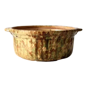 Antique Sponged Yellow Ware Baking Dish