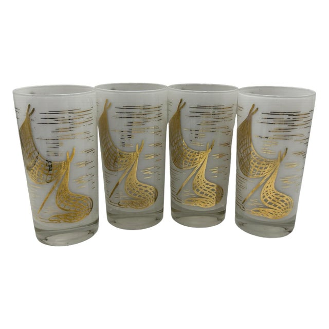 1950's Marc Bellaire Beachcomber Design Tumbler Glassware Highballs- Set of 4 For Sale In Orlando - Image 6 of 8