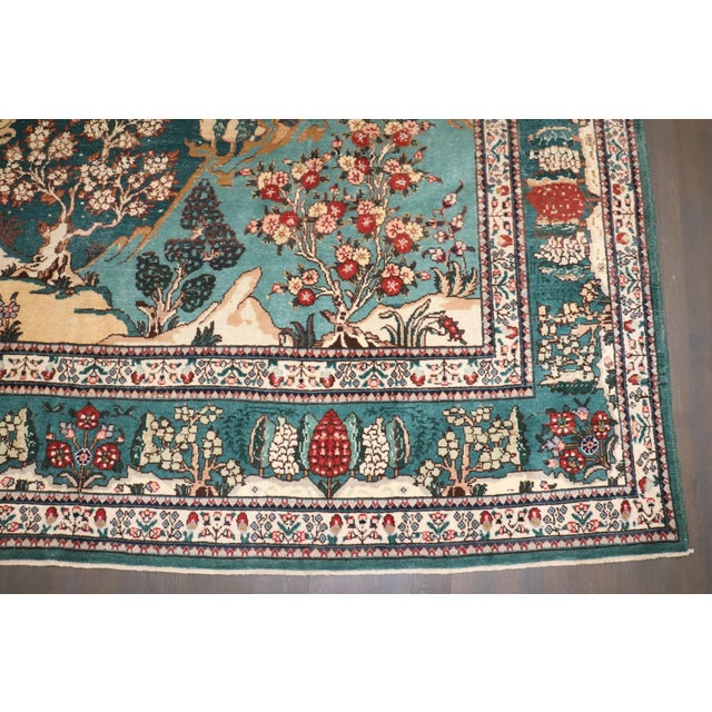 Textile Landscape Vintage Persian Tabriz Rug, 9'10'' X 13'3'' For Sale - Image 7 of 11